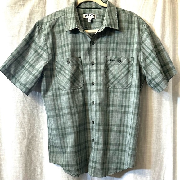 Orvis Classic Collection Green Plaid Short Sleeve Button Down Shirt Mens Size M - Picture 1 of 9